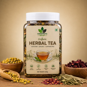 Herbal Tea 250g in transparent jar by swasthya mart