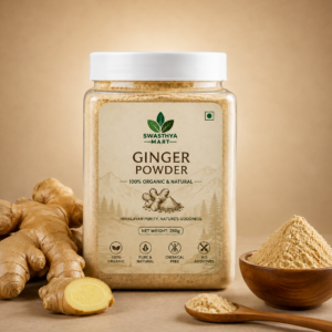 organic ginger powder organic ginger powder 250g in transparent jar by swasthya mart