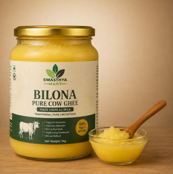 pure cow bilona ghee pure cow bilona ghee 1kg in transparent jar by swasthya mart